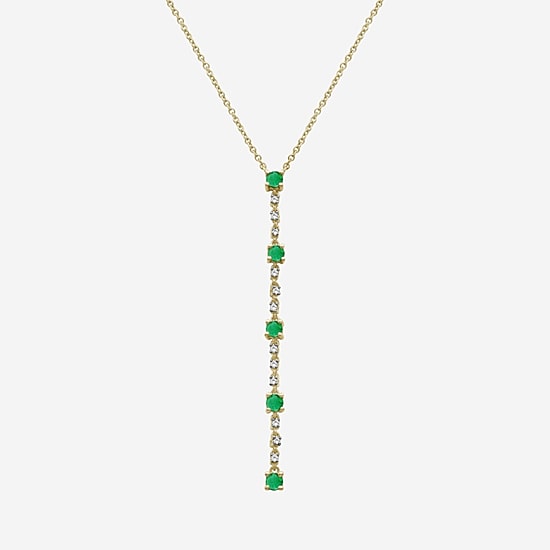 Womens Diamond Accent Gemstone 10K Gold 18 Inch Pendant Necklace