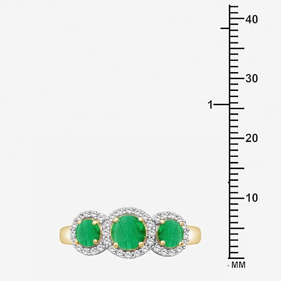 Womens Gemstone & 1/5 CT. T.W. Natural Diamond 10K Gold 3-Stone Cocktail Ring