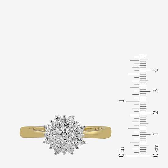 Womens 1/2 CT. T.W. Natural White Diamond 10K Gold Cluster Cocktail Ring