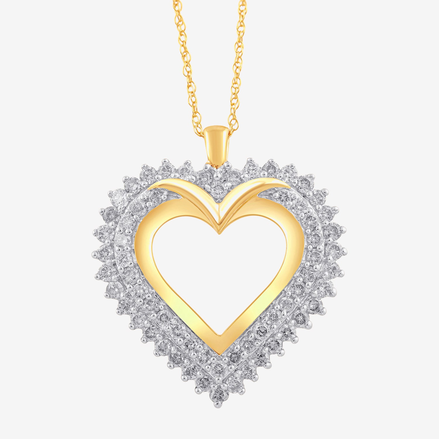 Womens 1 CT. T.W. Natural White Diamond 10K Gold Heart 18 Inch Pendant Necklace