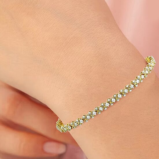 Womens 2 CT. T.W. Lab Grown White Diamond 10K Gold Tennis Bracelet
