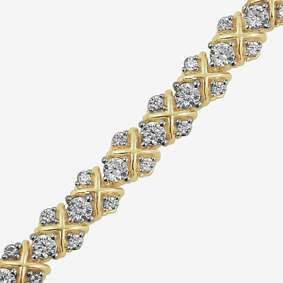 Womens 2 CT. T.W. Lab Grown White Diamond 10K Gold Tennis Bracelet
