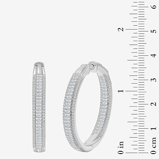(I / I1) Womens 3 CT. T.W. Lab Grown White Diamond 10K Gold 37.3mm Hoop Earrings