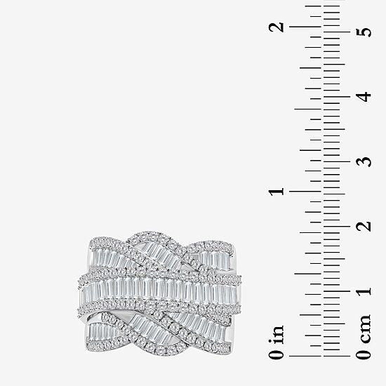 (I / I1) Womens 3 CT. T.W. Lab Grown White Diamond 10K Gold Crossover Cocktail Ring