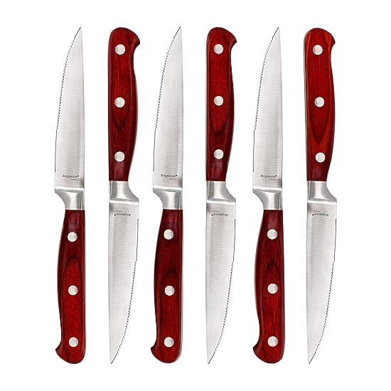 BergHOFF Pakka Wood Stainless Steel 6-pc. Steak Knife Set
