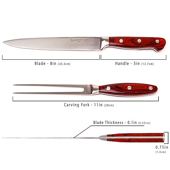 BergHOFF Pakka Wood Stainless Steel 9-pc. Carving Knife Set with Case