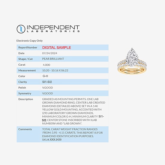 Signature By Modern Bride (G-H / Si1-Si2) Womens 4 CT. T.W. Lab Grown White Diamond 14K Gold Pear Side Stone Bridal Set