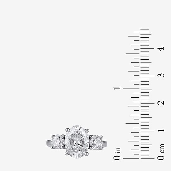 Love Lives Forever (G / I1) Womens 4 CT. T.W. Lab Grown White Diamond 10K Gold Oval 3-Stone Engagement Ring