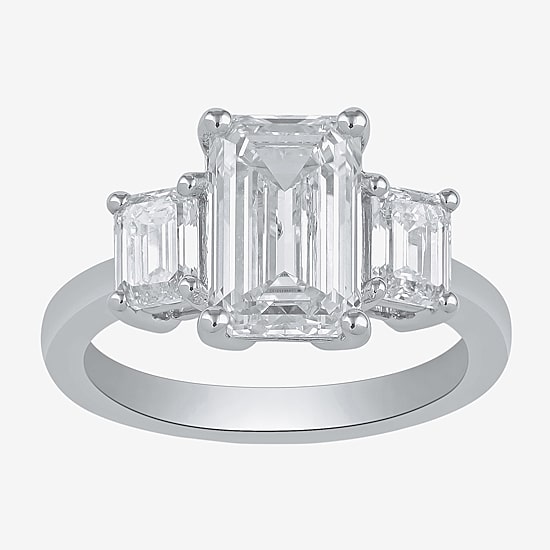 Love Lives Forever (F / Si2) Womens 4 CT. T.W. Lab Grown White Diamond 10K Gold 3-Stone Engagement Ring