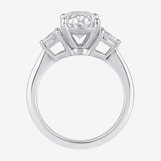 Love Lives Forever (G / I1) Womens 1 1/5 CT. T.W. Lab Grown White Diamond 10K Gold Oval 3-Stone Engagement Ring