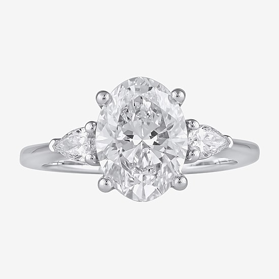 Love Lives Forever (G / I1) Womens 1 1/5 CT. T.W. Lab Grown White Diamond 10K Gold Oval 3-Stone Engagement Ring