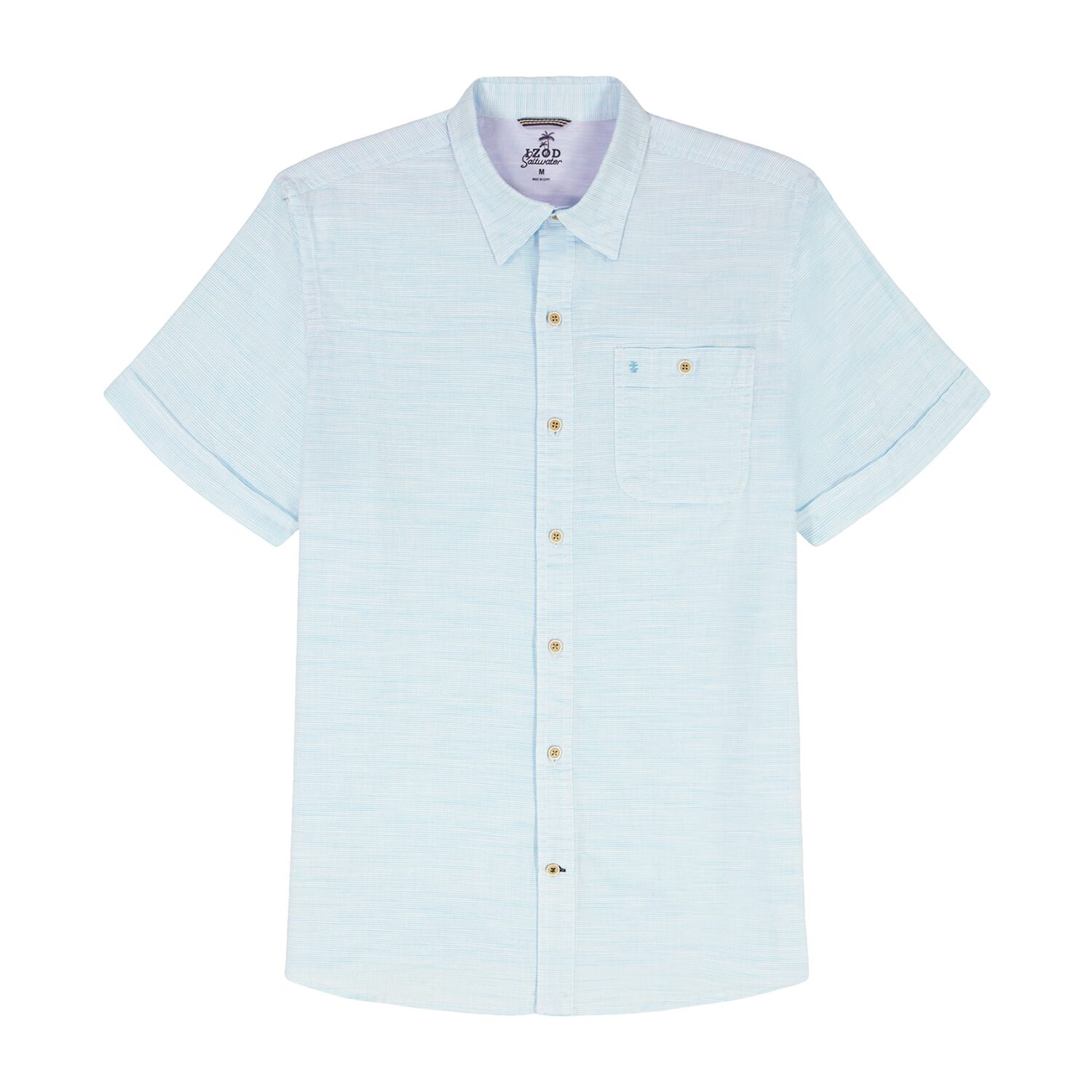 IZOD Dockside Chambray Mens Short Sleeve Classic Fit Button-Down Shirt
