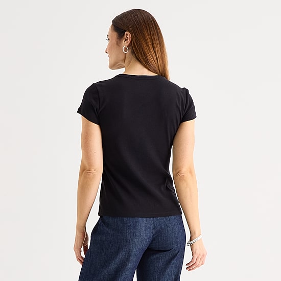 Liz Claiborne Womens Crew Neck Short Sleeve T-Shirt
