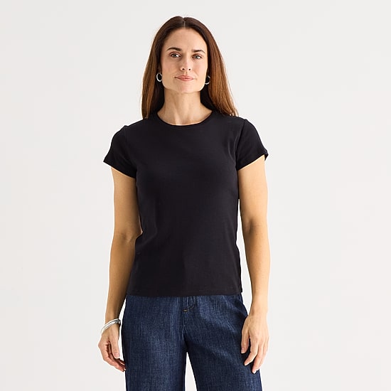 Liz Claiborne Womens Crew Neck Short Sleeve T-Shirt