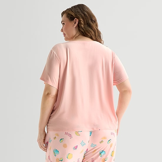 Sleep Chic Womens Crew Neck Plus Pajama Top