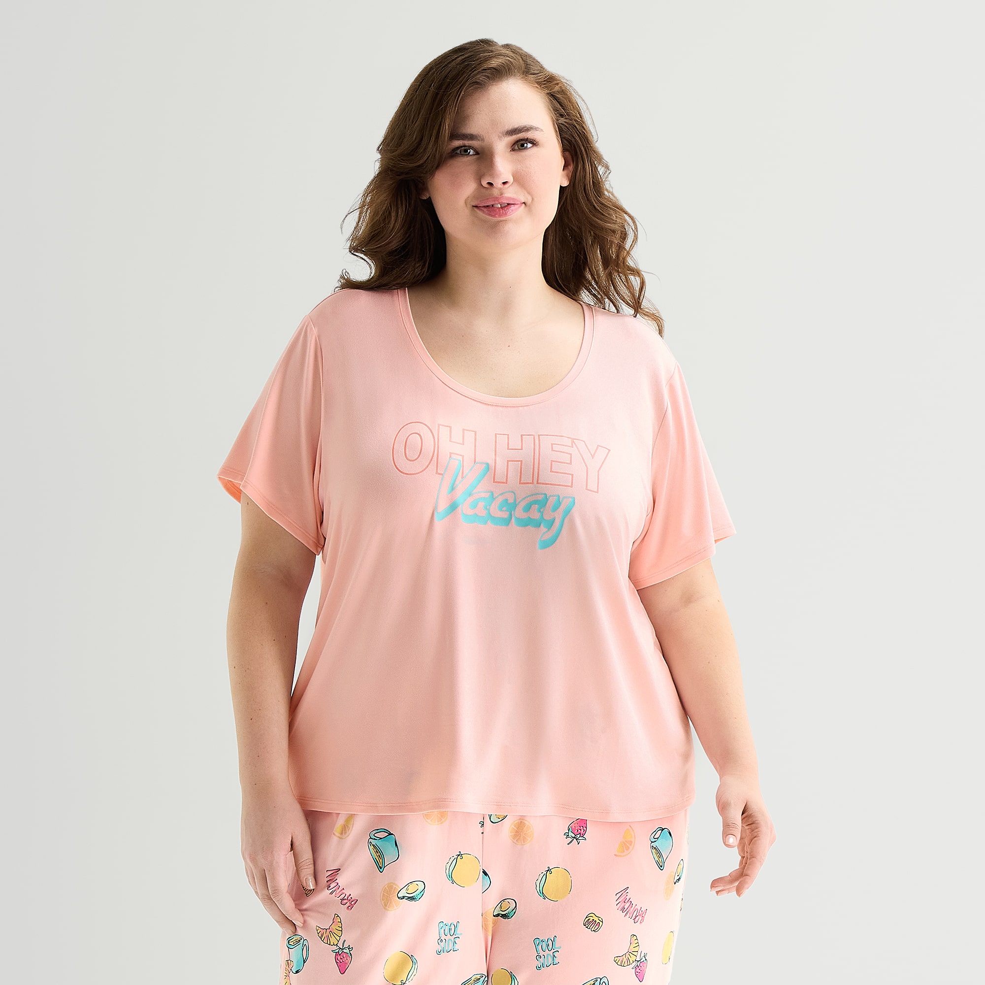 Sleep Chic Womens Crew Neck Plus Pajama Top