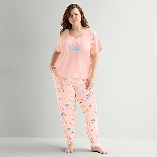 Sleep Chic Womens Crew Neck Plus Pajama Top
