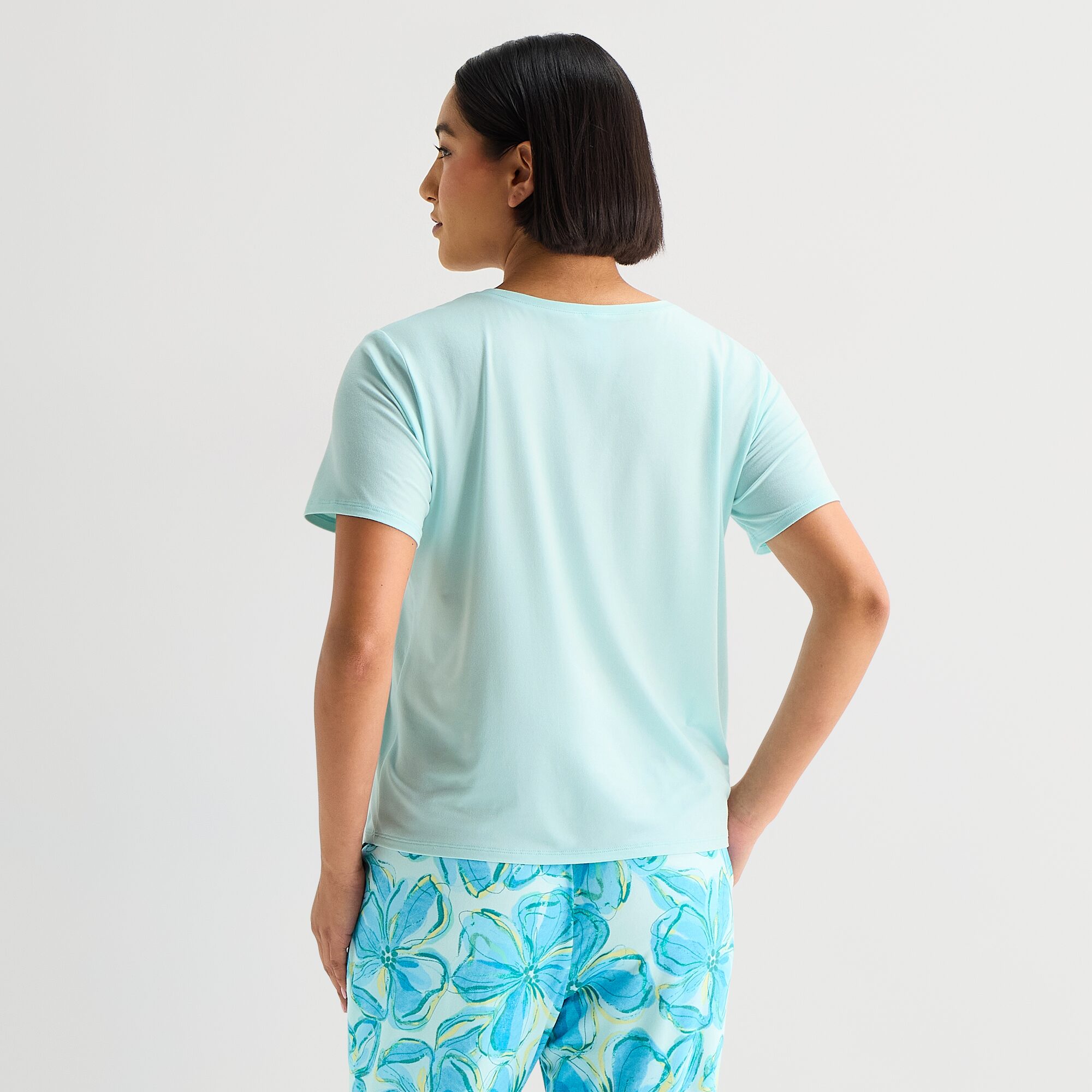 Sleep Chic Womens Crew Neck Short Sleeve Pajama Top