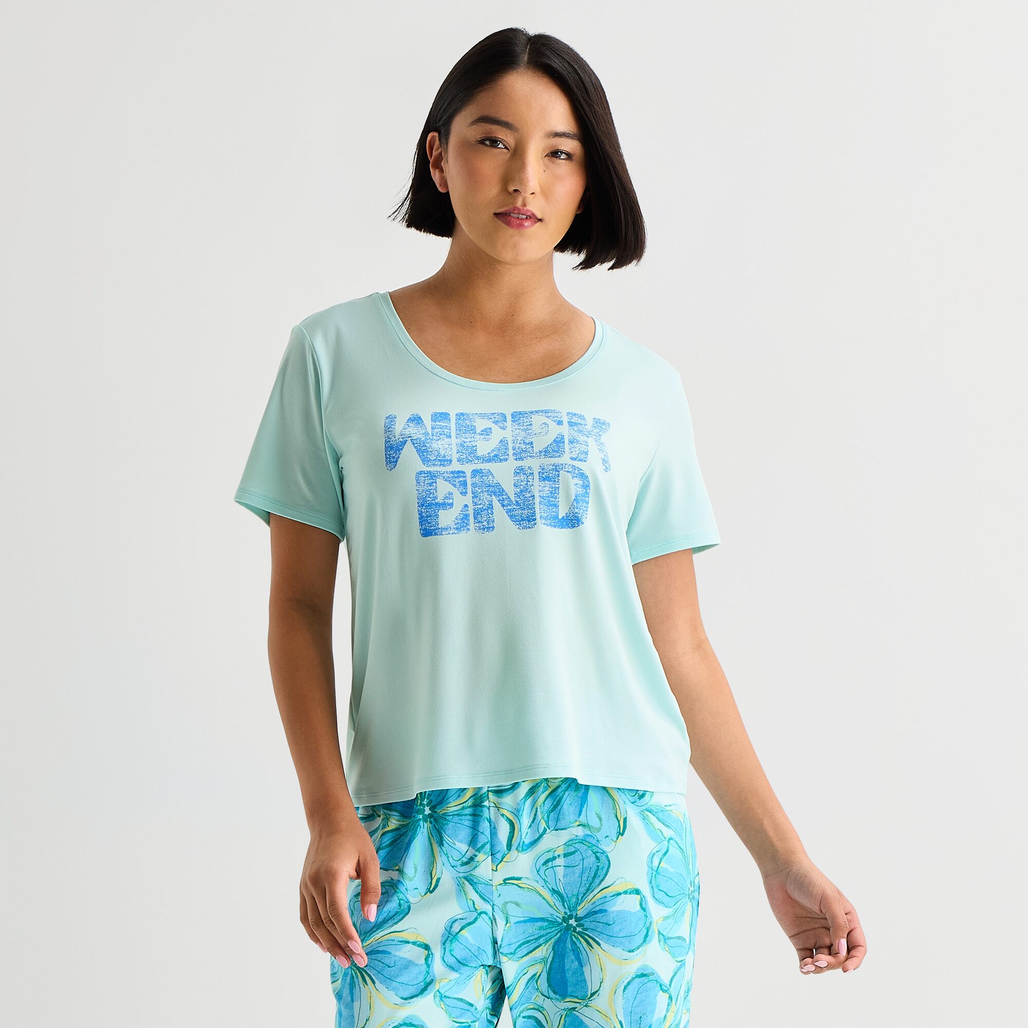 Sleep Chic Womens Crew Neck Short Sleeve Pajama Top