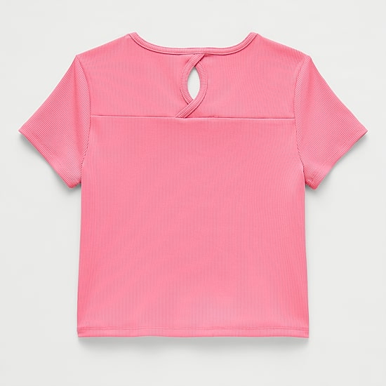 Xersion Rib Little & Big Kid Girls Scoop Neck Short Sleeve Active T-Shirt