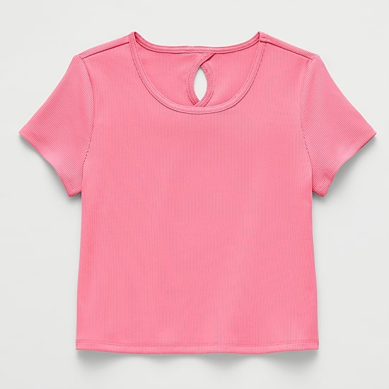 Xersion Rib Little & Big Kid Girls Scoop Neck Short Sleeve Active T-Shirt
