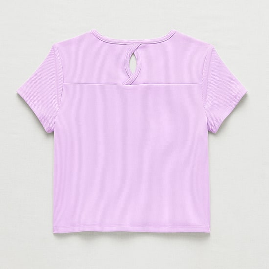 Xersion Rib Little & Big Kid Girls Scoop Neck Short Sleeve Active T-Shirt