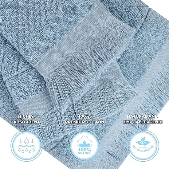SUPERIOR® Rolla Collection | 100% Cotton 8-pc. Quick Dry Geometric Bath Towel Set