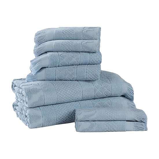 SUPERIOR® Rolla Collection | 100% Cotton 8-pc. Quick Dry Geometric Bath Towel Set