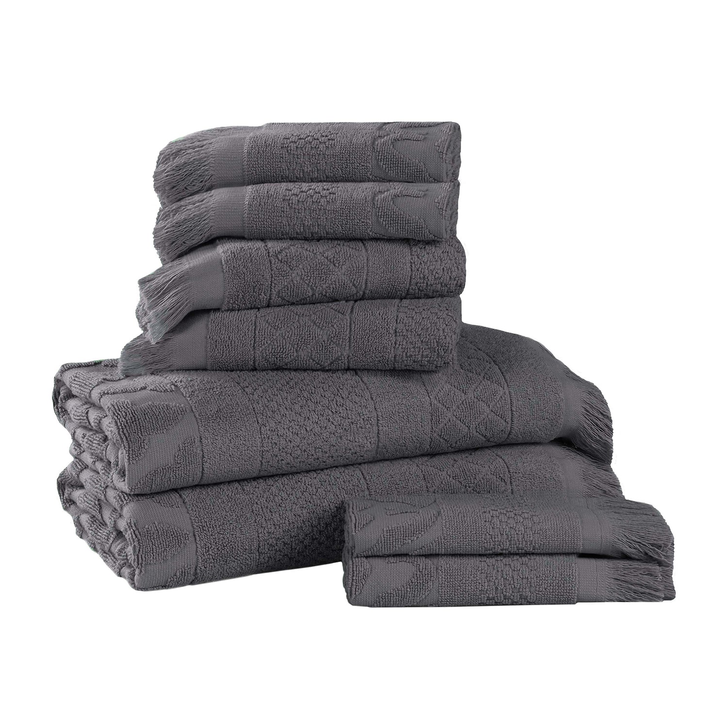 SUPERIOR® Rolla Collection | 100% Cotton 8-pc. Quick Dry Geometric Bath Towel Set
