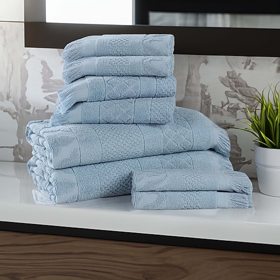 SUPERIOR® Rolla Collection | 100% Cotton 8-pc. Quick Dry Geometric Bath Towel Set
