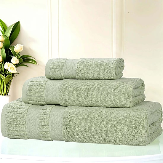 SUPERIOR® Venice Collection | 100% Cotton 3-pc. Quick Dry Solid Bath Towel Set