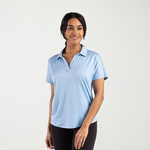 CUTTER & BUCK Womens Short Sleeve Polo Shirt, Small, Blue
