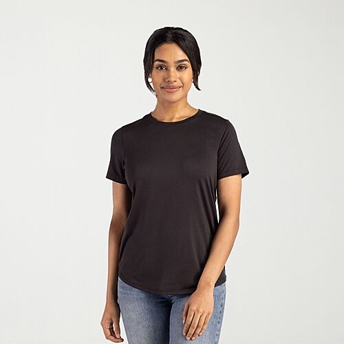 CUTTER & BUCK Womens Crew Neck Short Sleeve Stretch Fabric T-Shirt, 3x-large, Black