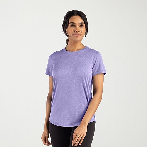 CUTTER & BUCK Womens Crew Neck Short Sleeve Stretch Fabric T-Shirt, 3x-large, Purple