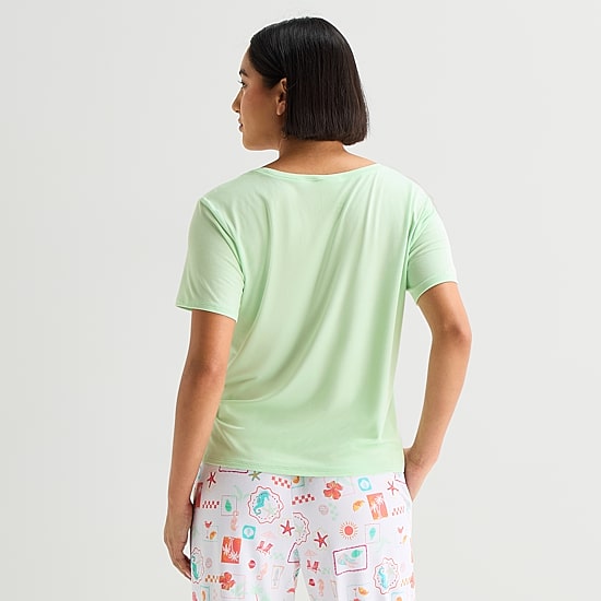 Sleep Chic Womens Crew Neck Short Sleeve Pajama Top