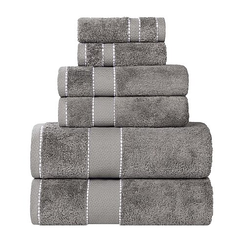 SUPERIOR Niles Collection | Egyptian Giza Cotton 6-pc. Quick Dry Solid Bath Towel Set, One Size, Black