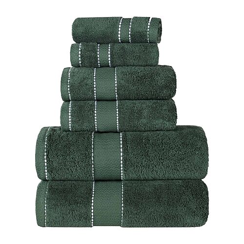 SUPERIOR Niles Collection | Egyptian Giza Cotton 6-pc. Quick Dry Solid Bath Towel Set, One Size, Green
