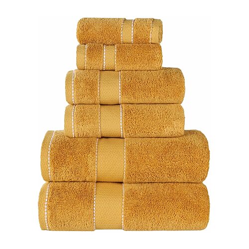 SUPERIOR Niles Collection | Egyptian Giza Cotton 6-pc. Quick Dry Solid Bath Towel Set, One Size, Yellow