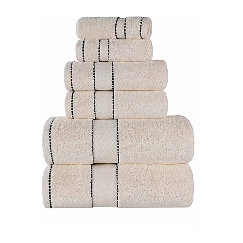 SUPERIOR Niles Collection | Egyptian Giza Cotton 6-pc. Quick Dry Solid Bath Towel Set, One Size, White