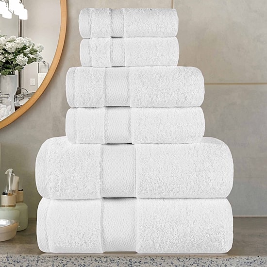 SUPERIOR® Niles Collection | Egyptian Giza Cotton 6-pc. Quick Dry Solid Bath Towel Set