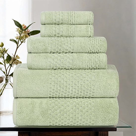 SUPERIOR® Playa Collection | 100% Cotton 6-pc. Quick Dry Solid Bath Towel Set