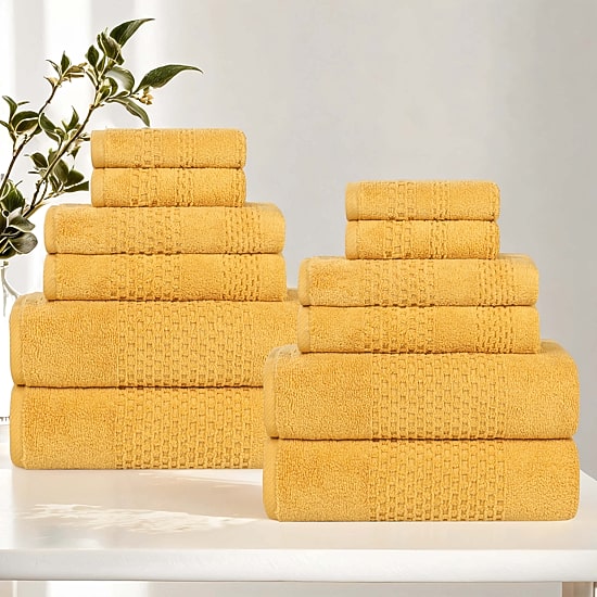 SUPERIOR® Playa Collection | 100% Cotton 12-pc. Quick Dry Solid Bath Towel Set