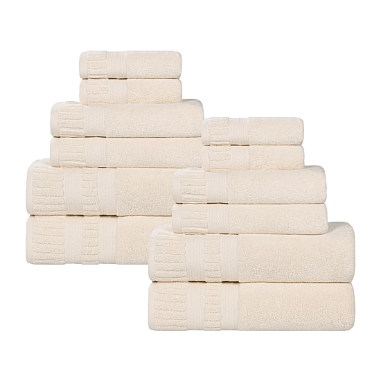 SUPERIOR® Venice Collection | 100% Cotton 12-pc. Quick Dry Solid Bath Towel Set
