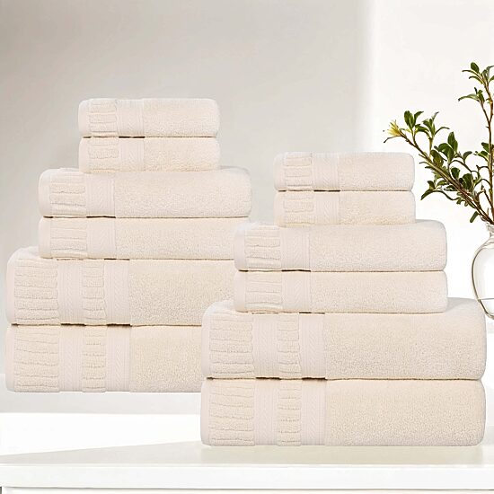 SUPERIOR® Venice Collection | 100% Cotton 12-pc. Quick Dry Solid Bath Towel Set