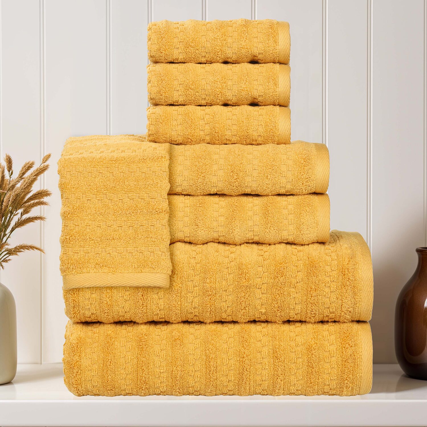 SUPERIOR® Zuma Collection | 100% Cotton 8-pc. Quick Dry Solid Bath Towel Set