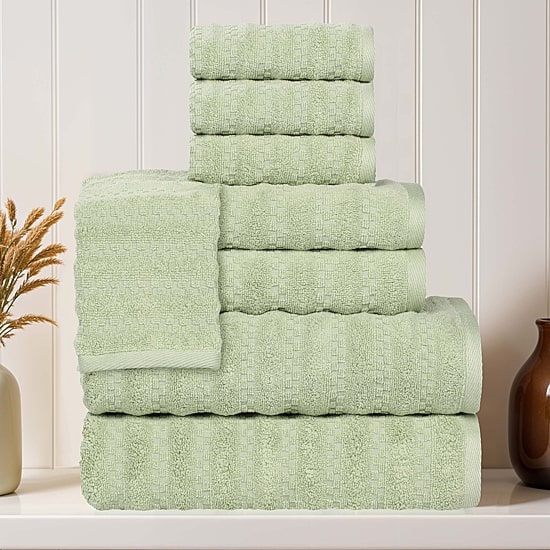 SUPERIOR® Zuma Collection | 100% Cotton 8-pc. Quick Dry Solid Bath Towel Set