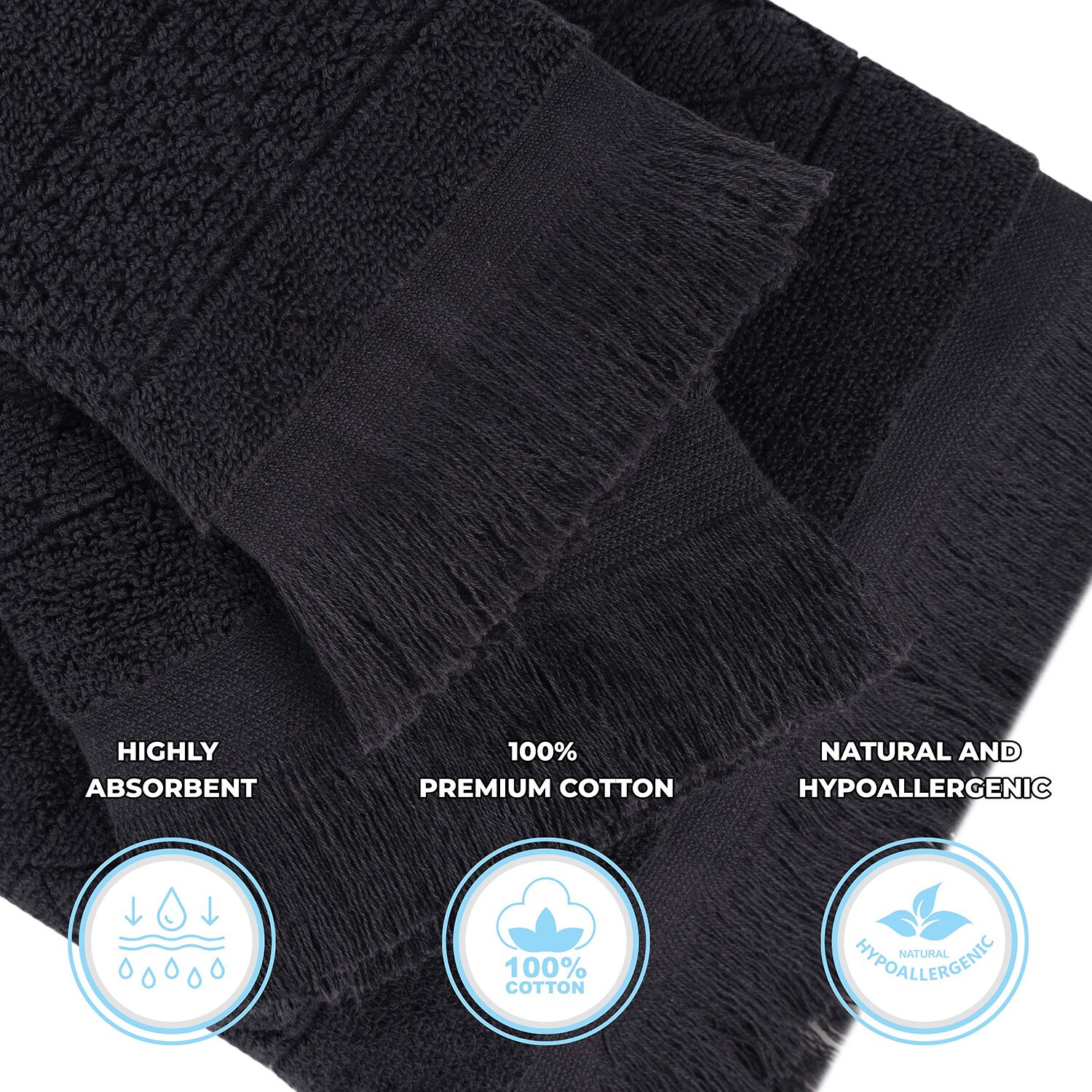 SUPERIOR® Rolla Collection | 100% Cotton 3-pc. Quick Dry Solid Bath Towel Set