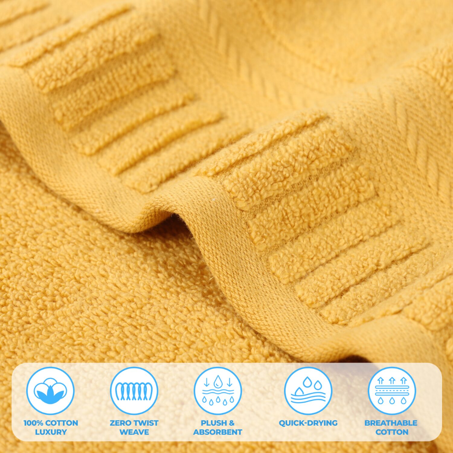 SUPERIOR® Venice Collection | 100% Cotton -pc. Quick Dry Solid Bath Towel Set