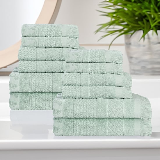 SUPERIOR® Rolla Collection | 100% Cotton 12-pc. Quick Dry Solid Bath Towel Set