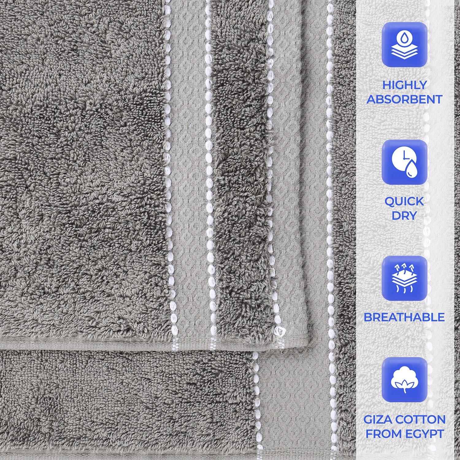 SUPERIOR® Niles Collection | Egyptian Giza Cotton 3-pc. Quick Dry Bath Towel